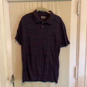 Buckle Navy and Red Heather Short Sleeve Polo Tee